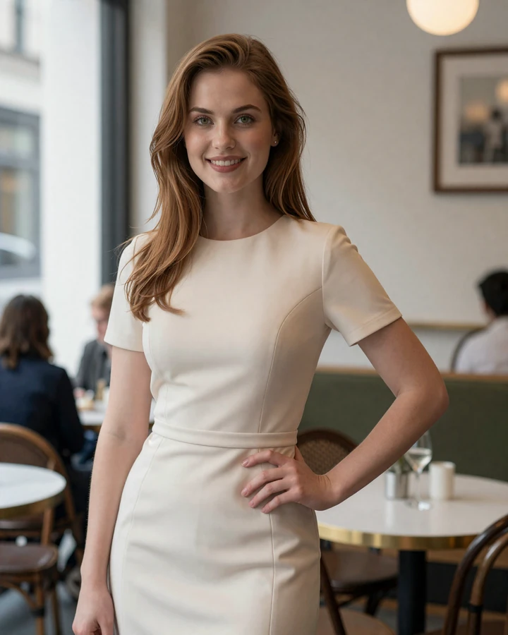Refined young woman in a Carmel Indiana cafe shown on a premium sugar daddy Indianapolis profile preview