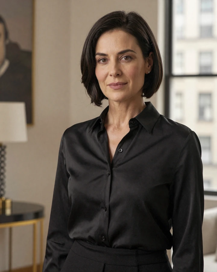 Elegant New York older woman shown as a premium dating match for younger men