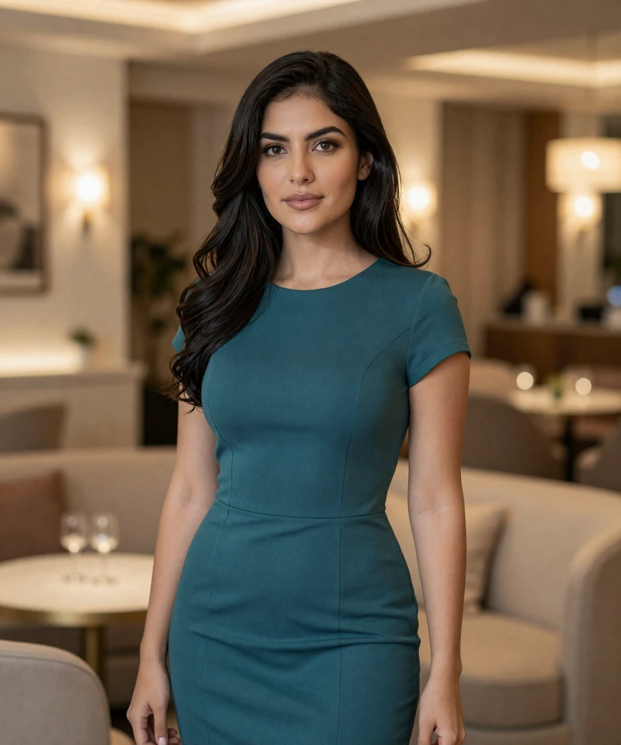 Attractive Latina woman in an upscale Brickell Miami lounge featured as a sugar daddy Miami match