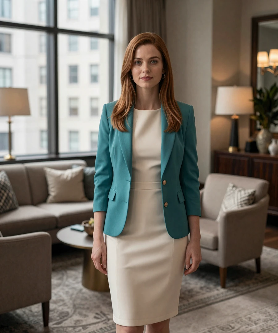 Elegant brunette woman in a refined Green Hills lounge featured as a sugar daddy Nashville match