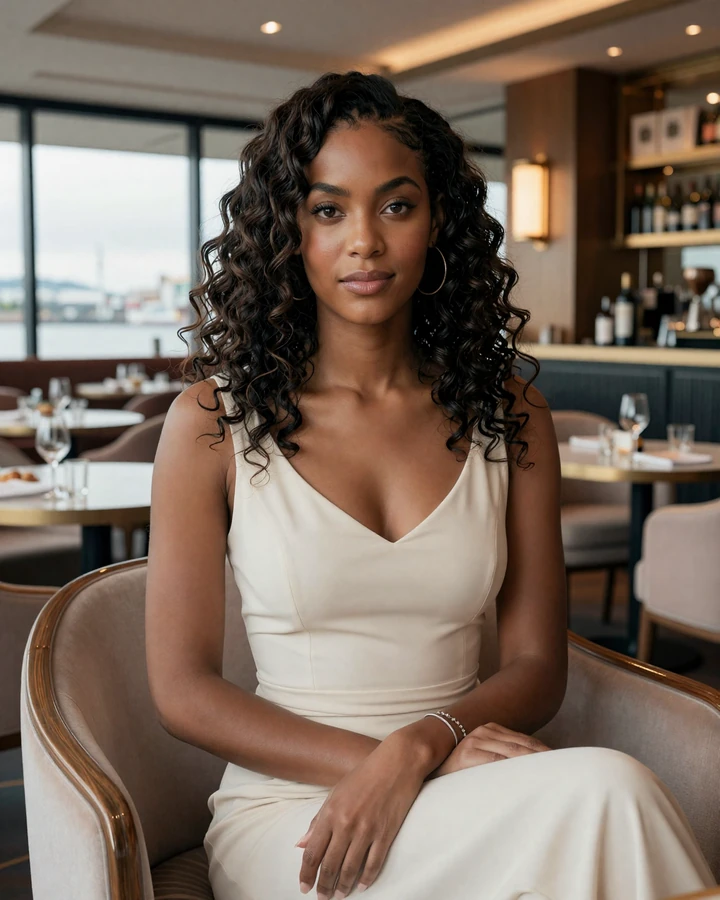 Stylish Latina woman in an upscale Denver restaurant featured as a local sugar daddy Denver match